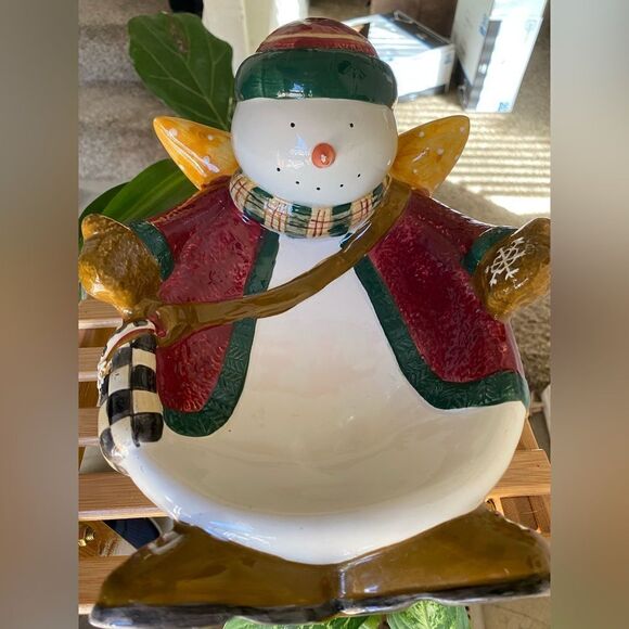 Debbie Mumm Snow Angel 3D Dish Snowman Candy Bowl, Vintage Debbie Mumm by Sakura - Picture 5 of 7